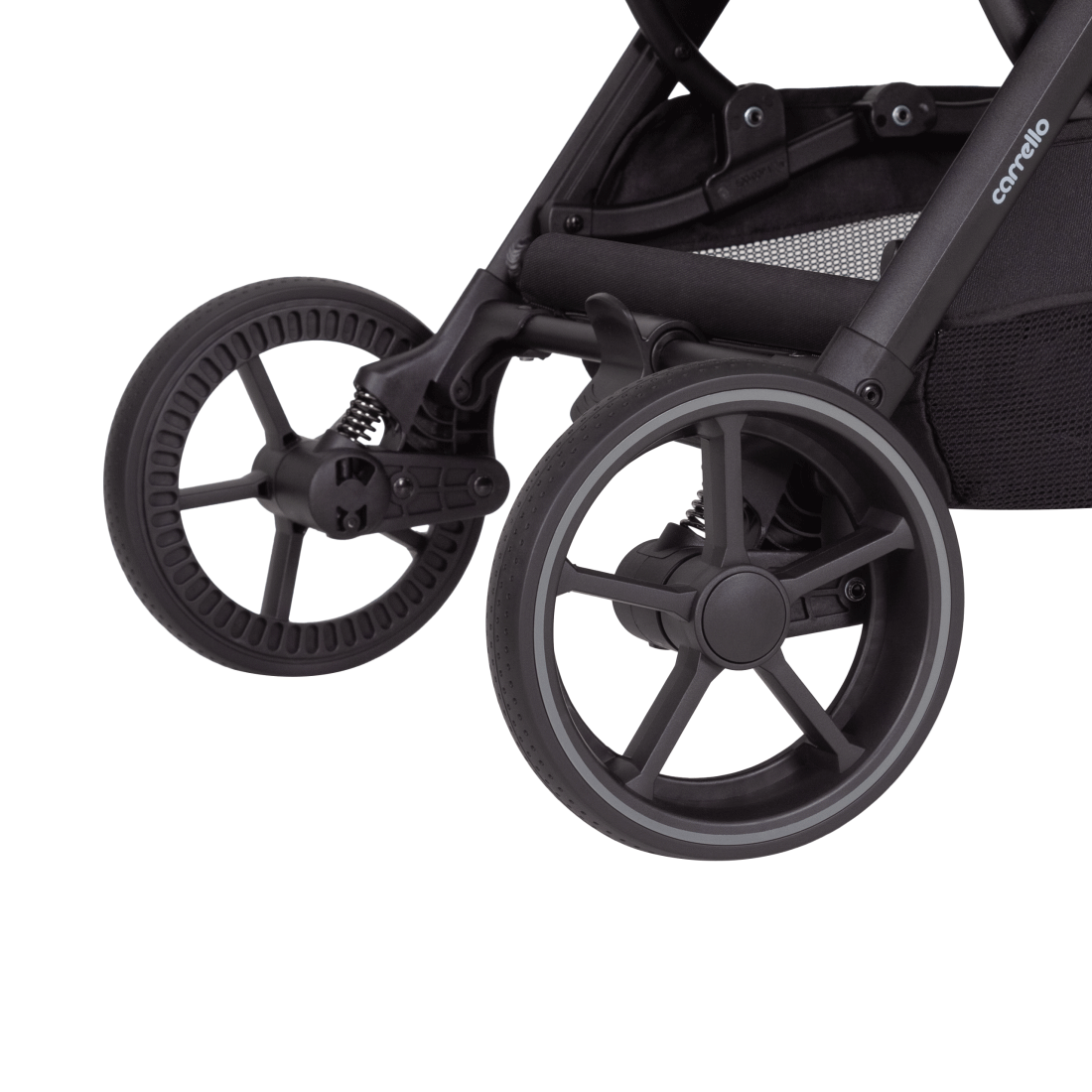 Прогулочная коляска Nova 2025 ANIM Каждое колесо оснащено индивидуальным амортизатором для плавного хода и комфорта на любых дорогах.